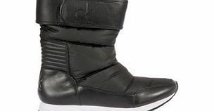 CK Black leather slip-on boots