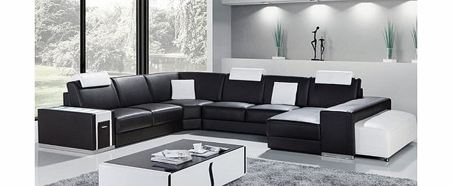 Clarenzio Capri Italian Designer Sectional Sofa with built in drawer amp; lights
