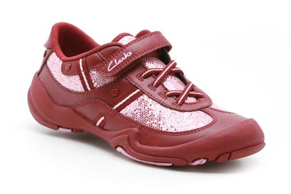 Clarks Jnr Disco Chic Berry Sparkle Leather