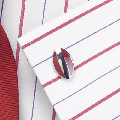 classic Cufflinks - Red Silver Oval