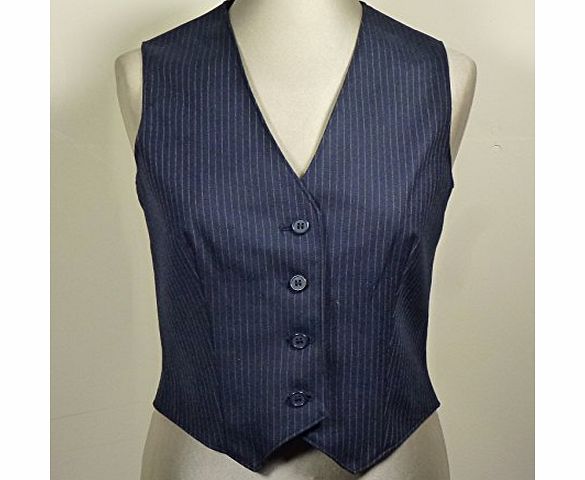Classic Home Store Alexandra Ladies Smart Formal Navy Stripe Button Up Waistcoat (UK 8)