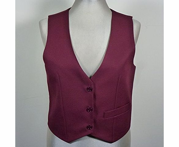 Classic Home Store Alexandra Ladies Smart Formal Wine Button Up Waistcoat With Front Pocket (UK Size 10)