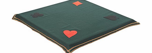 Classic Home Store Bridge and Poker Tablecloth to Cover Card and Gaming Table 34.5`` Square Green Wool and Polyester Baize Cloth with Trump Symbols in each corner