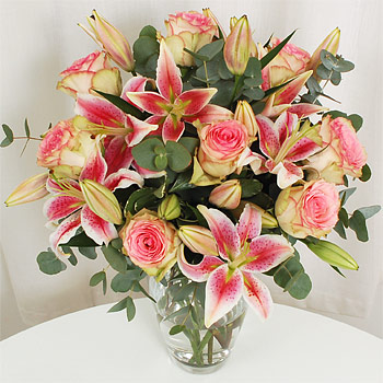 Classic Rose and Lily Bouquet - flowers