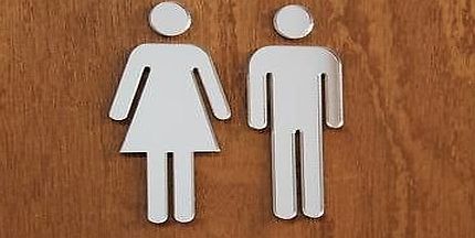 Classikool ``Boys and Girls Toilets`` Design Mirrored Door Sign Set (15cm Set)