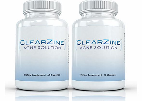 Clearzine Acne Solution Clearzine - The Top Rated Acne Treatment Pill. Eliminates Acne, Blackheads, Redness, Blotchiness and Zits (60 Capsules) (2 Bottles)