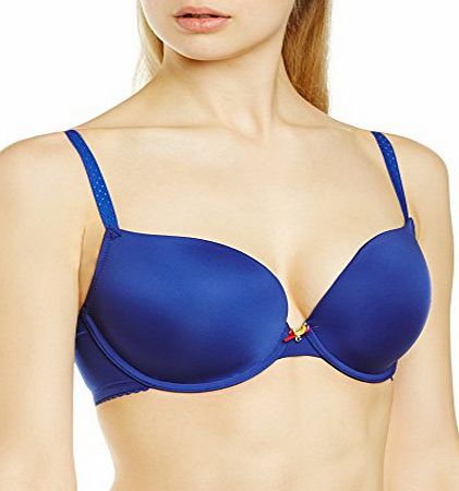 Cleo Womens Neve Moulded Plunge T-Shirt Plain Everyday Bra, Blue, 32FF