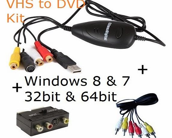 ClimaxDigital VCAP302 USB 2.0 VHS to DVD Converter/DVD Maker-easy way to convert and edit your VHS video Tapes to quality DVD. FREE software Bundle includes ArcSoft ShowBiz DVD 3.5,  Support Xbox 360/