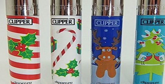 Clipper 4 x Regular Size Merry Christmas Clipper Lighters, Clipper Lighter, Gas Lighter