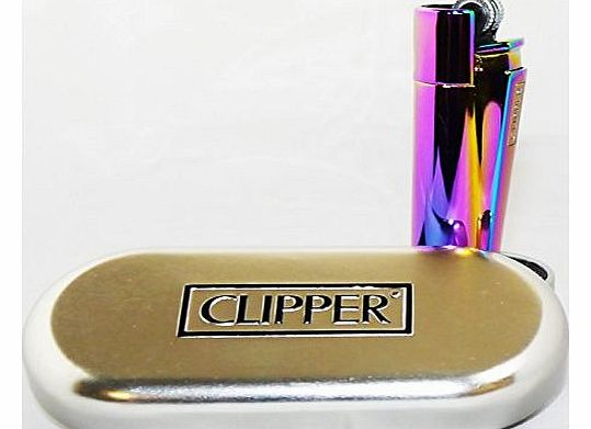 Clipper Metal Clipper Flint Lighter Glacier Ice Rainbow Colours Gift Boxed In Tin New