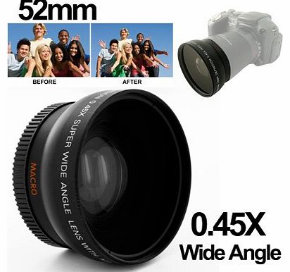 Clixsy 0.45X 52mm Wide Angle Lens with Macro for Nikon D40 / D60 / D70s / D3000 / D3100 / D5000