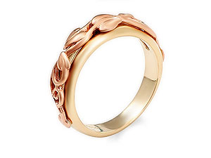 9ct Rose And Yellow Gold Ivy Leaf Ring -