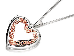 9ct Rose Gold And Silver Heart Locket And