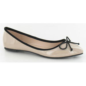 Cloggs Pointed Bow Ballerina - Nude Patent