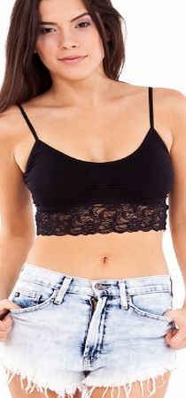 Clothes Effect Black Women Floral Lace Pinched Padded Bralette