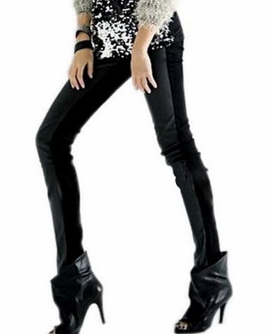 Clothing Bonanza Womens Black Leggings Leather Wet Look amp; Cotton Shiny Gothic Pants Jeggings