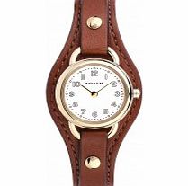 Coach Ladies Dree Brown Leather Strap Watch