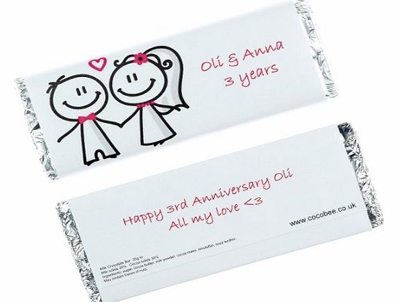 2 x Personalised Chocolate Bars - Happy Couple design