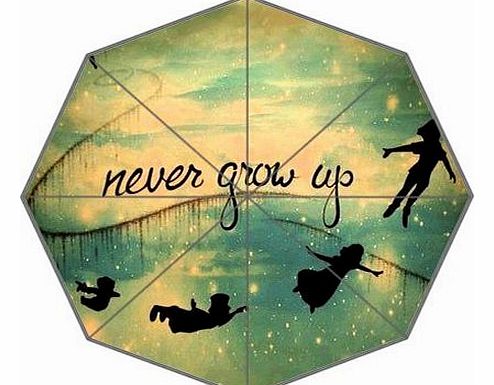 Codesignver Hot Sale Rain Sun Umbrella Peter Pan Never Grow Up Fairy tale 43.5 inch Foldable Umbrella Surprise Prensent for Kid Friend