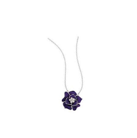 Sterling Silver Purple Flower Pendant