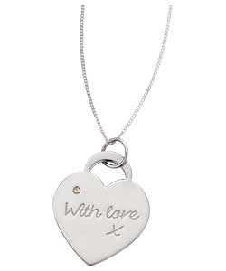 Sterling Silver With Love Diamond Set Pendant