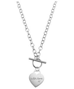 Coleen Sterling Silver With Love T Bar Necklet