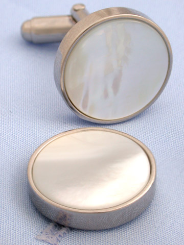 Coles Mother of Pearl Circle Cufflinks