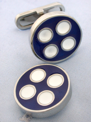 Coles Navy and White Button Cufflinks