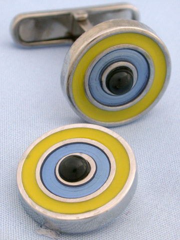 Coles Yellow Blue and Onyx Target Cufflinks