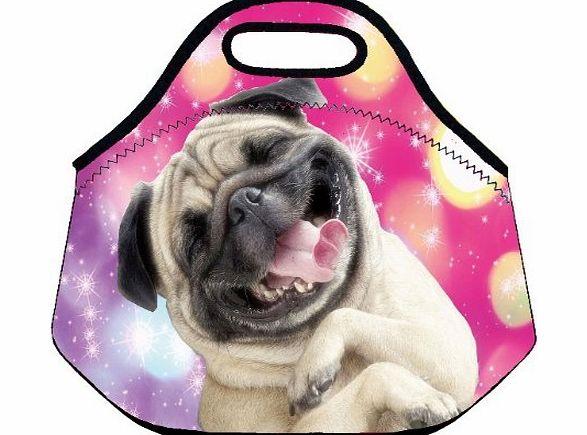 Colorfulbags Happ Dog Kids Insulated Soft Lunch box Neoprene Food Bag lunchbox Cooler warm Pouch Tote Handbag for school work office