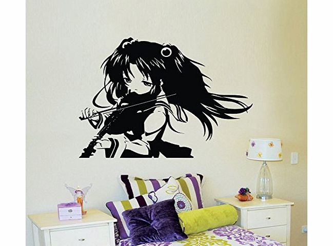 ColorfulHall 55x72cm Cartoon Japanese little girl play violin little blue girl from Anime wall decals sticker art