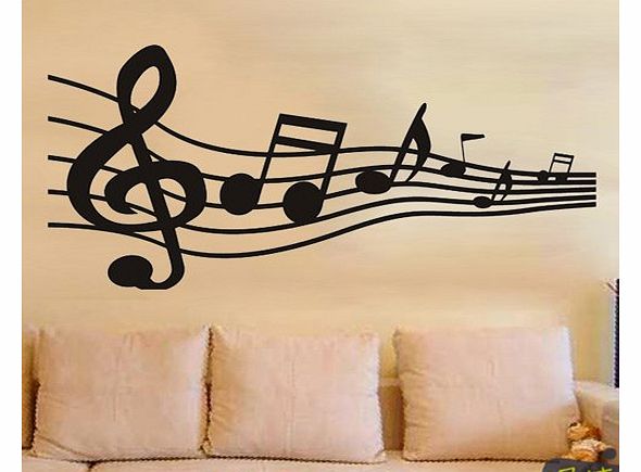Abstract Big Music Note stave Self-Adhesive wallpaper wall Decal home decor Art Mural Stylish Broad-brush Stave Musical notes Transfer film wall sticker Girls Kids Children Room Bedroom Decoration DIY