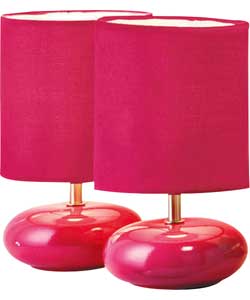 Colour Match Pair Ceramic Pebble Table Lamps-