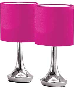 Colour Match Pair of Touch Table Lamps - Funky