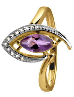 Coloured Collection 9ct Yellow Gold Amethyst and Diamond Ring