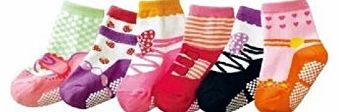 Baby Girls Infant Ballet Ballerina Socks 6 packs Anti Slip Pink Age 2 3 4