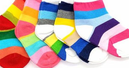 Colourful Baby World Baby Toddlers Kids 5-PACK RAINBOW SOCKS Age 1 to 12 (Age 3-5)