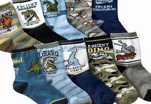 Colourful Baby World Boys Kids Children Toddlers 10 Pack Trainer Socks Dinosaurs UK Size 6-10 AGE 3 4 5