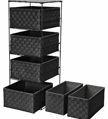 4 + 2 Drawer Storage Baskets - Black