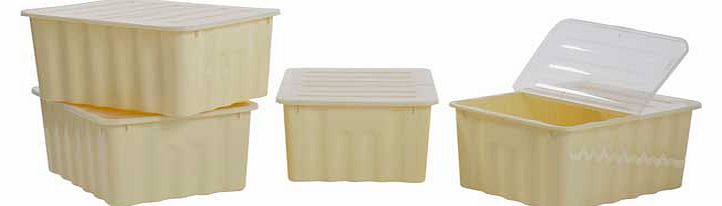 ColourMatch 48L Cream Plastic Storage Box - Set