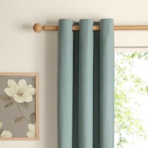 Colours Salla Duck Egg Plain Woven Eyelet Curtains