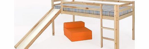 Comfy Living 3ft (90cm) Mid Sleeper Bunk in Pine with Slide
