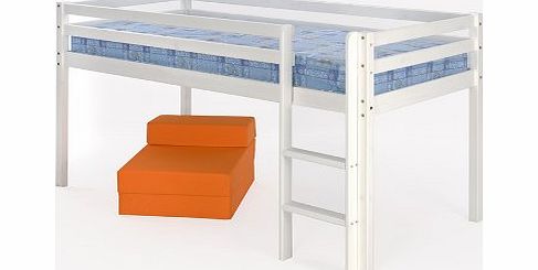 Comfy Living 3ft (90cm) Mid Sleeper Bunk in White with Mattress