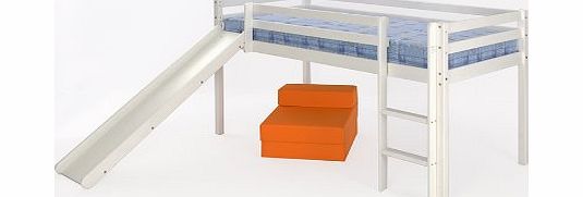 Comfy Living 3ft (90cm) Mid Sleeper Bunk in White with Slide and Mattress