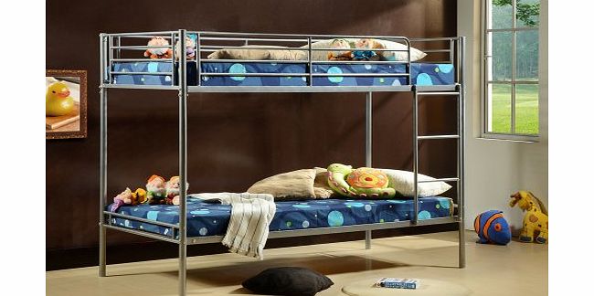 Comfy Living 3ft Single Metal Bunk Bed - Twin Sleeper
