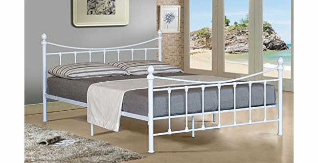 4FT SMALL DOUBLE METAL BED FRAME BEDSTEAD IN WHITE WITH MATTRESS