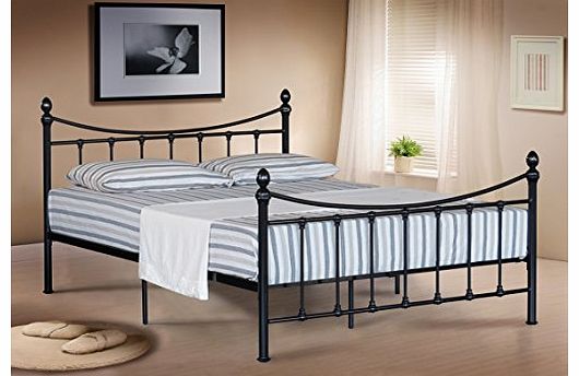 5FT KING SIZE METAL BED FRAME BEDSTEAD IN BLACK WITH MATTRESS