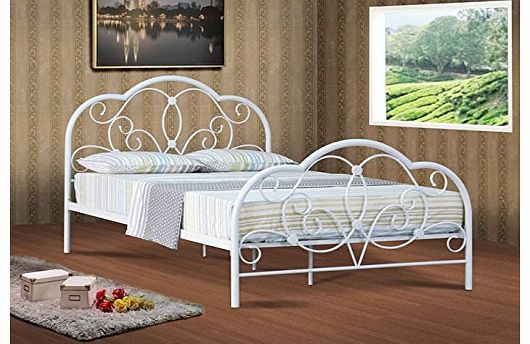 Comfy Living Alexis Classic 4ft Small Double white metal bed frame bedstead