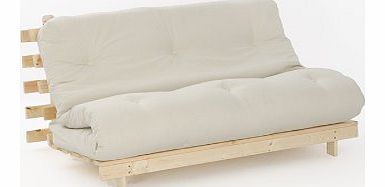 Comfy Living Double Wood Futon with NATURAL Colour Mattress 4ft6