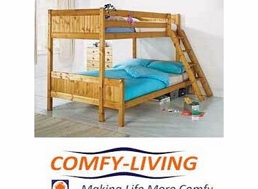 Comfy Living TRIPLE BUNK 3ft amp; 4ft PINE with Mattresses ENMORE Solid Wood